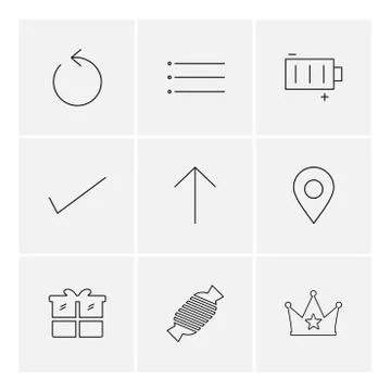 Reset , menu , battery , user interface icons , arrows , navigation , eps ico Stock Illustration