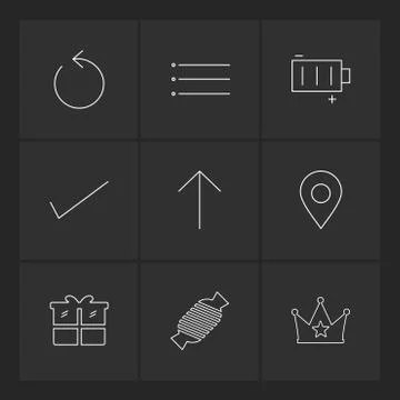 Reset , menu , battery , user interface icons , arrows , navigation , eps ico Stock Illustration