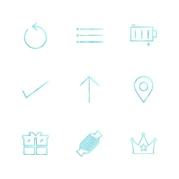 Reset , menu , battery , user interface icons , arrows , navigation , eps ico Illustration