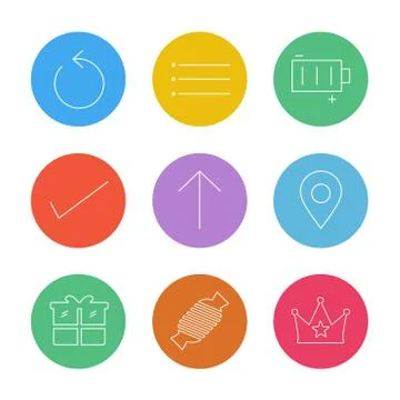 Reset , menu , battery , user interface icons , arrows , navigation , eps ico Stock Illustration