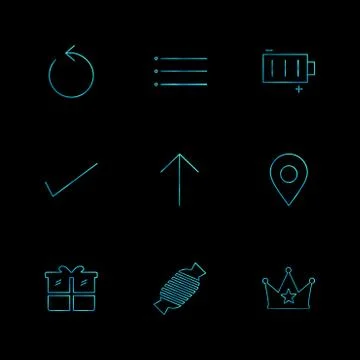 Reset , menu , battery , user interface icons , arrows , navigation , eps ico Stock Illustration