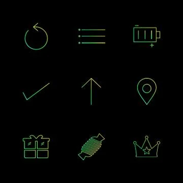 Reset , menu , battery , user interface icons , arrows , navigation , eps ico 스톡 일러스트