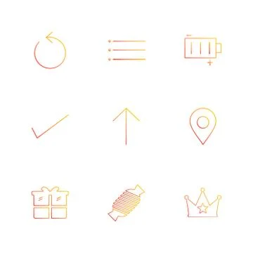 Reset , menu , battery , user interface icons , arrows , navigation , eps ico Stock Illustration