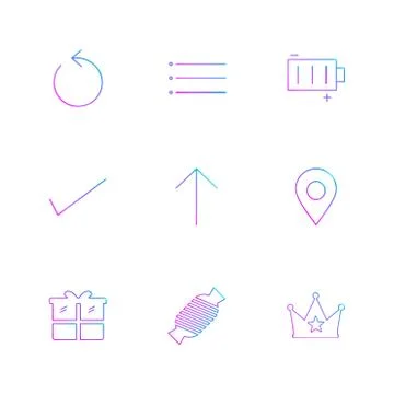 Reset , menu , battery , user interface icons , arrows , navigation , eps ico Stock Illustration