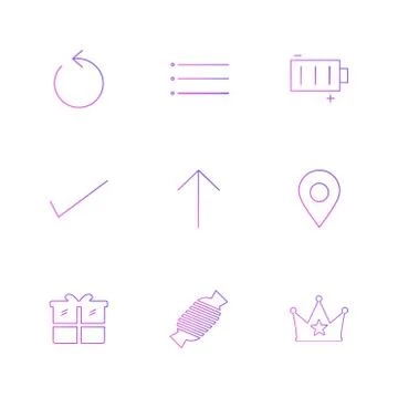 Reset , menu , battery , user interface icons , arrows , navigation , eps ico 스톡 일러스트