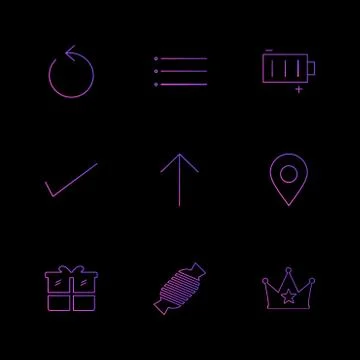 Reset , menu , battery , user interface icons , arrows , navigation , eps ico 스톡 일러스트