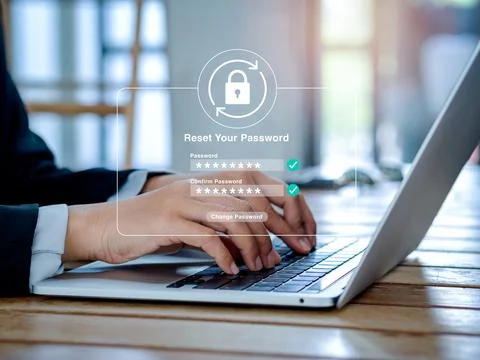 Reset password concept. Lock icon, security code showing on change password.. Stock Photos