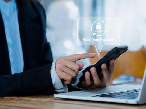 Reset password concept. Lock icon, security code showing on smart mobile ph.. Stock Photos