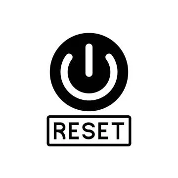 Reset Power Label with Button Design Vector Illustration Stock Illustration