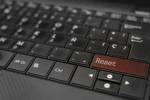 Reset. Press a key to reset a system. Start doing a project again. Concept Stock Photos