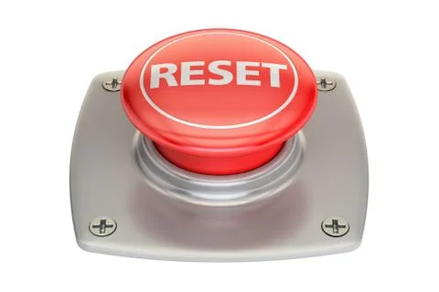 Reset red button, 3D rendering Illustrazione stock