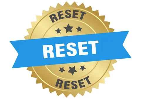 Reset. reset round blue and gold label isolated on transparent background Stock Illustration