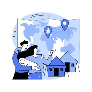 Resettlement of persons abstract concept vector illustration. Ilustración de archivo