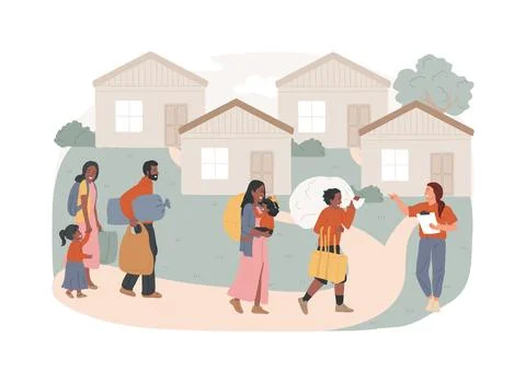 Resettlement of persons isolated concept vector illustration. Ilustración de archivo
