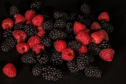 Resh berries on a black background Foto stock