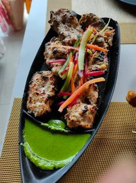 Reshmi kabab is a famous non-vegetarian chicken kebab commonly eaten in India Stock Photos