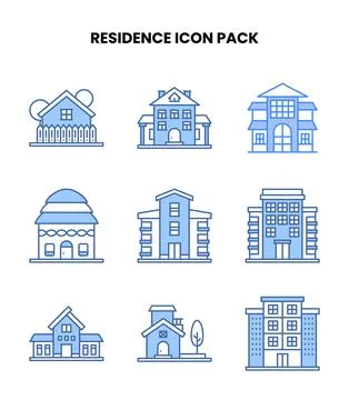 Residence Blue Bundle Icons Pack Ilustración de archivo