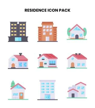 Residence Flat Bundle Icons Pack Ilustración de archivo
