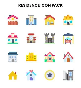 Residence Flat Set Icons Pack Stock Illustration