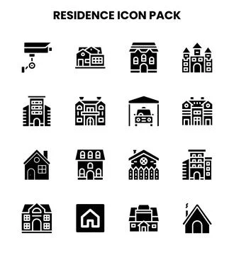 Residence Glyph Bundle Icons Pack Stock Illustration