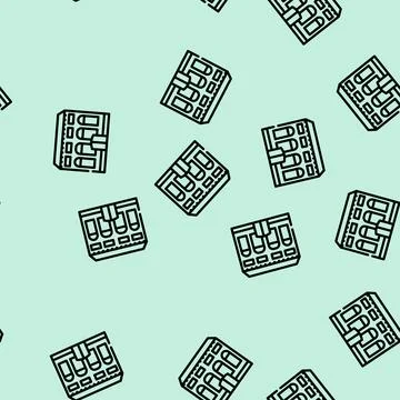 Residence house line vector seamless pattern Illustrazione stock