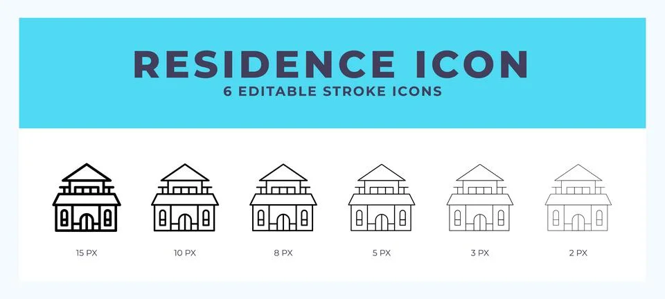 Residence icon set with different stroke. Design elements for logo. Vector .. Illustrazione stock
