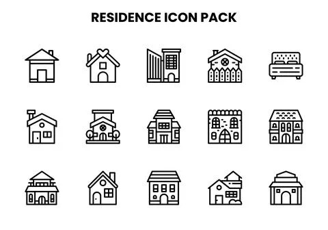 Residence Line Graphics Icons Pack Ilustración de archivo
