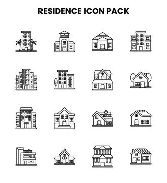 Residence Line Graphics Icons Pack Ilustración de archivo