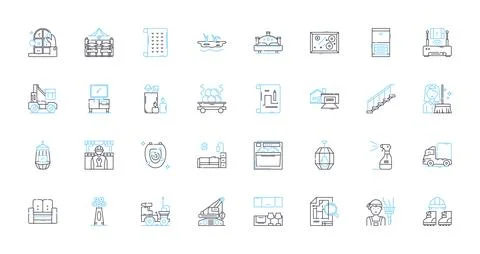 Residence linear icons set. Abode, Habitat, Domicile, Dwelling, House, Home Stock Illustration