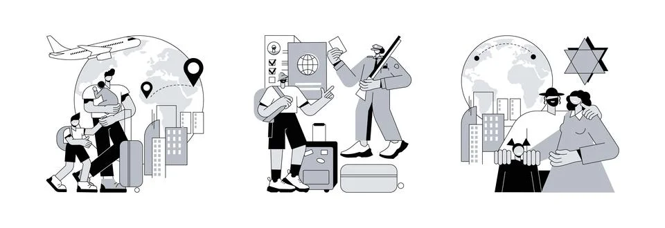 Residence permit abstract concept vector illustrations. Illustrazione stock