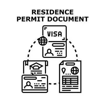 Residence permit document for global travel and immigration 库存插图
