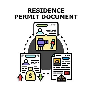 Residence permit official document application process Stock Illustration