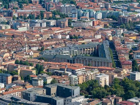 Residence The Triangle complex and skyline - Bergamo, Italy Stock Photos