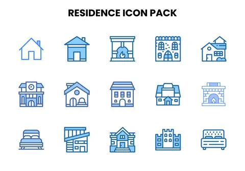 Residence Two Colour Design Icons Pack Ilustración de archivo