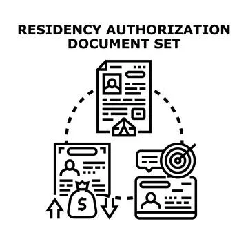 Residency authorization document set approval process Stock Illustration