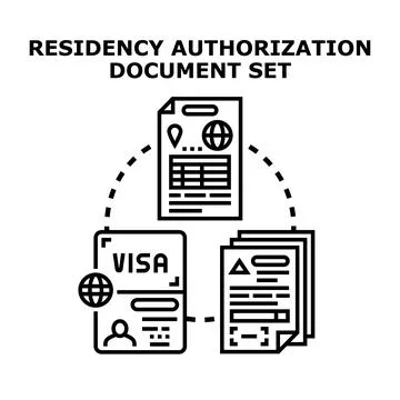 Residency authorization document set planning immigration process Stock Illustration