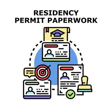 Residency permit paperwork application process concepts 스톡 일러스트