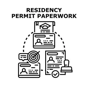 Residency permit paperwork application process concepts Illustrazione stock