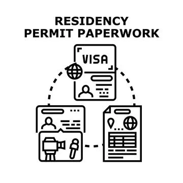 Residency permit paperwork, visa application process concept Stock Illustration