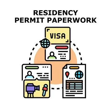Residency permit paperwork, visa application process concept Stock Illustration