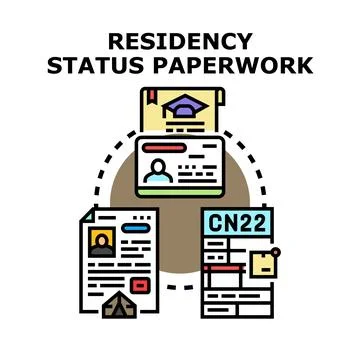 Residency status paperwork processing official legal documents Stockillustratie