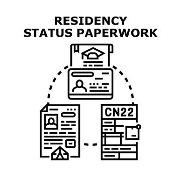 Residency status paperwork processing official legal documents 库存插图
