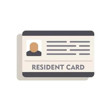 Resident card icon flat isolated vector Stock Illustration