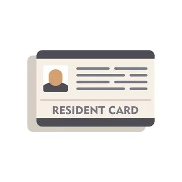 Resident card icon flat isolated Stock Illustration