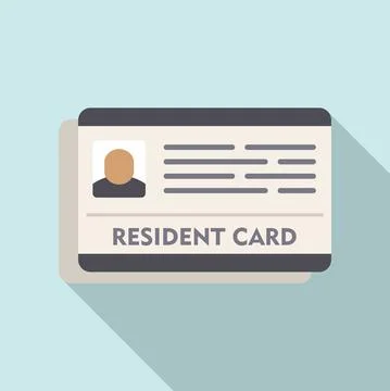 Resident card icon, flat style Stock Illustration