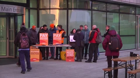 Resident doctors begin strike action in Birmingham Video stock 323923694