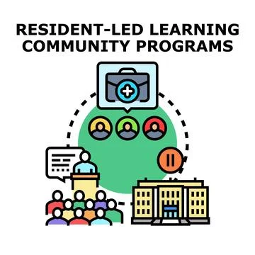 Resident led learning community programs concept vector 库存插图
