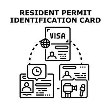 Resident permit identification card concept vector illustration Stock Illustration