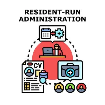 Resident run administration managing community affairs vector concept イラスト素材