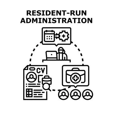Resident run administration managing community affairs vector concept Illustrazione stock